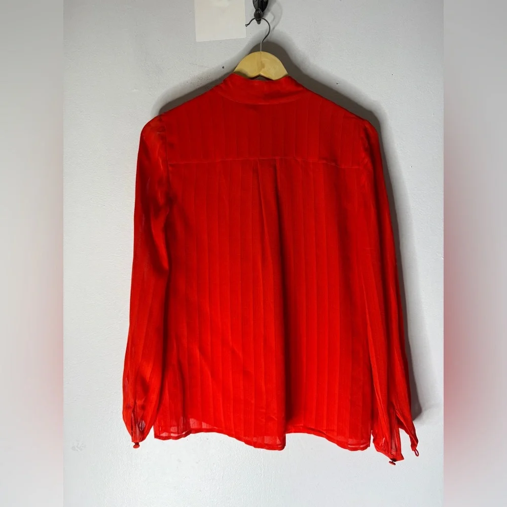 NWT Tory Burch Emma Bow Blouse Silk Red‎ Size 6